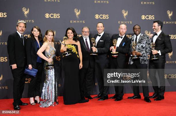 Actors Gary Cole, Clea DuVall, Anna Chlumsky, Julia Louis-Dreyfus, Kevin Dunn, Tony Hale, Matt Walsh, Sam Richardson, and Reid Scott, winners of the...