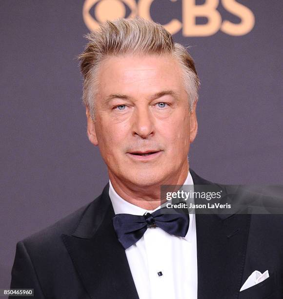 Alec Baldwin poses in the press room at the 69th annual Primetime Emmy Awards at Microsoft Theater on September 17, 2017 in Los Angeles, California.