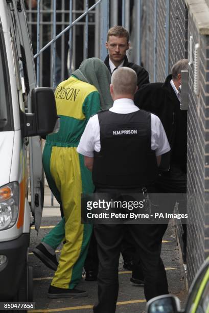Mark Bridger arrives at Mold Crown Court, charged with abducting and murdering April Jones, and of unlawfully disposing of and concealing her body...