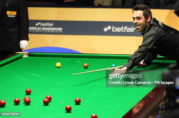 Ronnie O'Sullivan during the Betfair World Championships at the Crucible, Sheffield.