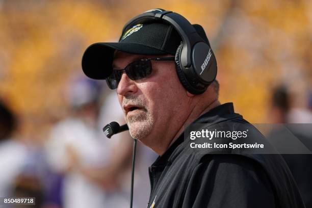 Minnesota Vikings Offensive Line coach Tony Sparano looks on during an NFL football game between the Minnesota Vikings and the Pittsburgh Steelers on...