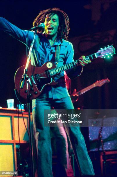 Photo of Bob MARLEY, Bob Marley performing live on stage at the Odeon