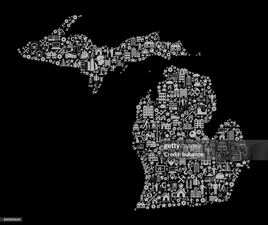 Michigan Construction Industry Vector Icon Pattern