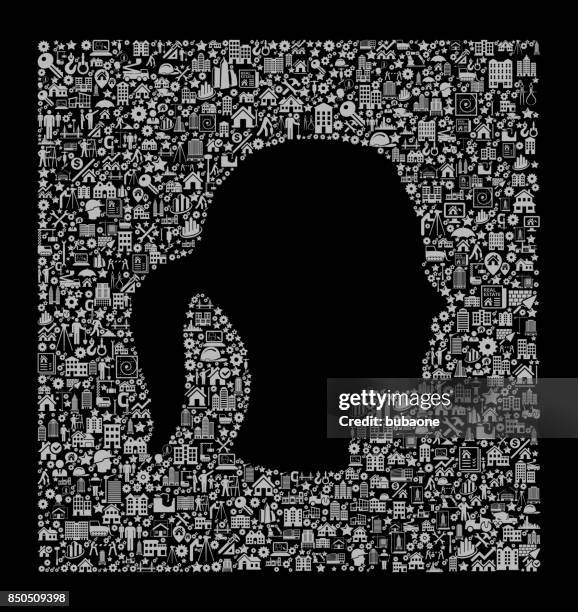 girl face construction industry vector icon pattern - hard hat tablet stock illustrations