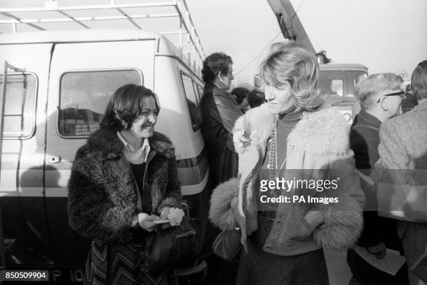 Jane Ewart-Biggs wife of murdered British Ambassador to Dublin, Christopher, with Mairead Corrigan at a rally in Trafalgar Square, London, in support...