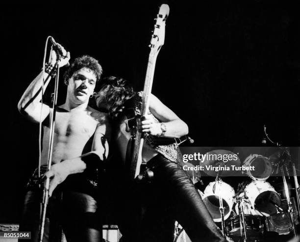 Photo of Steve HARRIS and IRON MAIDEN and Paul DI'ANNO, Paul Di'Anno and Steve Harris performing live onstage