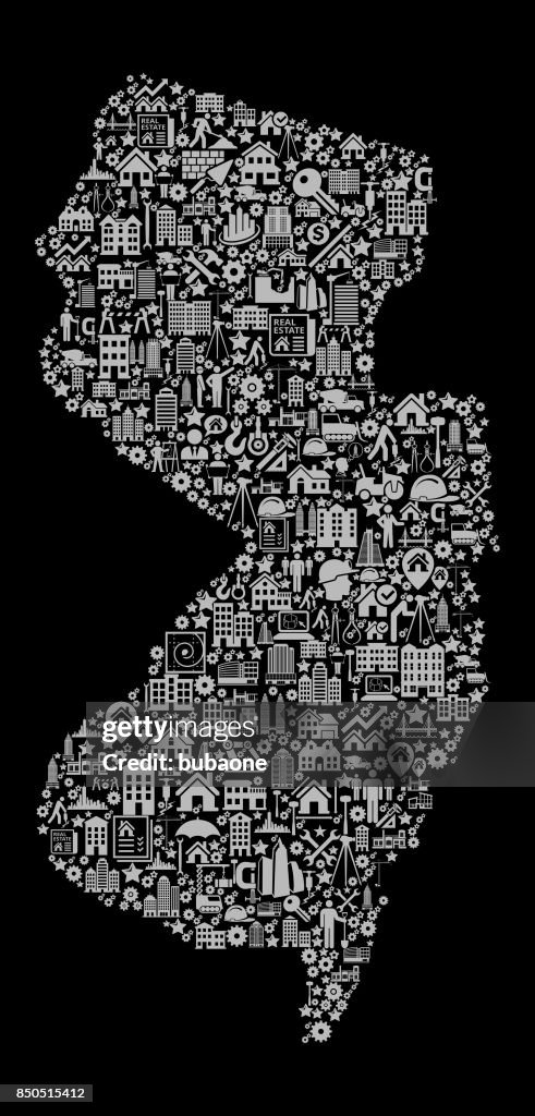 New Jersey Construction Industry Vector Icon Pattern