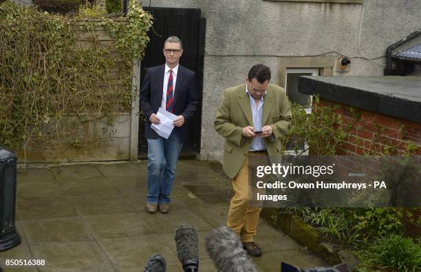 Deputy House speaker Nigel Evans gives a press statement at his home in Pendleton Lancashire, where he said today that allegations he raped one man...