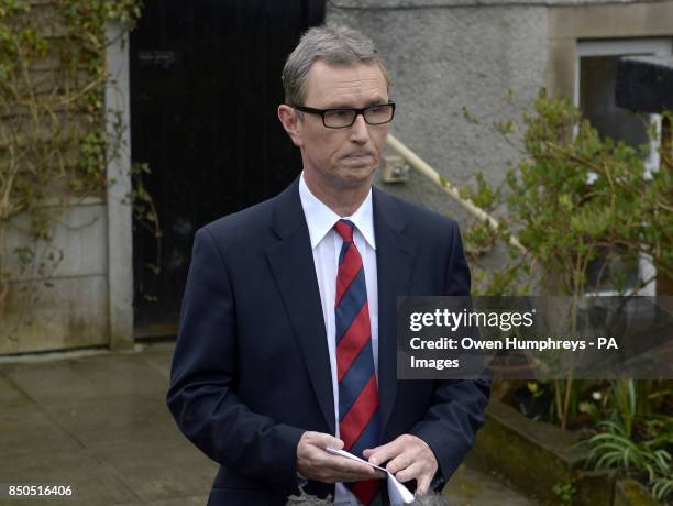 Deputy House speaker Nigel Evans gives a press statement at his home in Pendleton Lancashire, where he said today that allegations he raped one man...