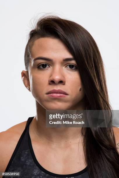 Claudia Gadelha of Brazil poses for a portrait during a UFC photo session on September 20, 2017 in Tokyo, Japan.