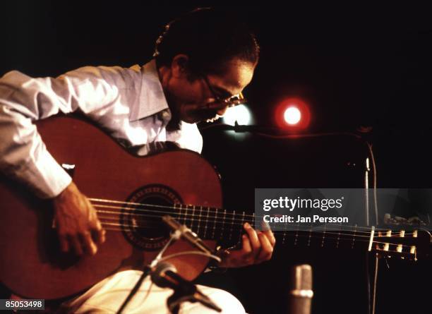 1st JULY: Brazilian guitarist Baden Powell performs live on stage at Jazzhus Montmartre in Copenhagen, Denmark in July 1983.