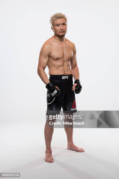 Takanori Gomi of Japan poses for a portrait during a UFC photo session on September 20, 2017 in Tokyo, Japan.