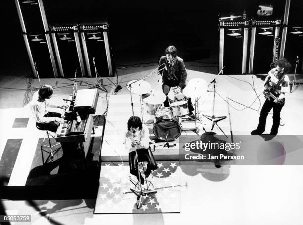 1st SEPTEMBER: American rock group The Doors perform on stage in Denmark in September 1968. Left to right: Ray Manzarek , Jim Morrison , John...