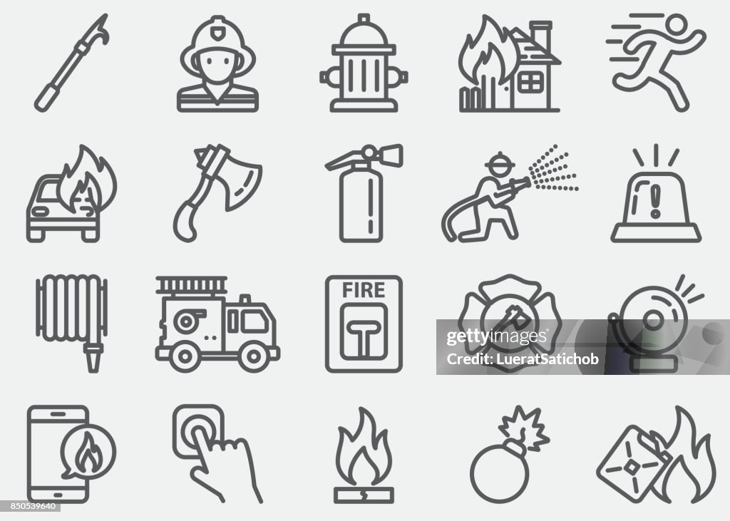 Fire Department Line Icons