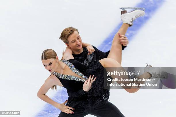 Anastasia Skoptcova and Kirill Aleshin of Russia compete in the Junior Ice Dance Short Dance during day one of the ISU Junior Grand Prix of Figure...