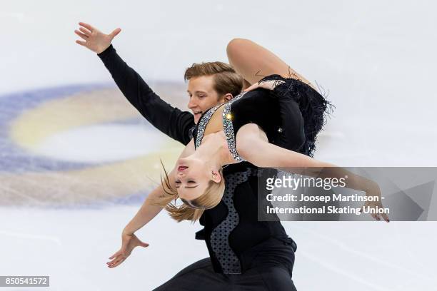 Anastasia Skoptcova and Kirill Aleshin of Russia compete in the Junior Ice Dance Short Dance during day one of the ISU Junior Grand Prix of Figure...