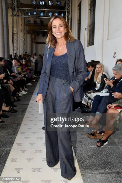 Cristina Parodi attends the Max Mara show during Milan Fashion Week Spring/Summer 2018 on September 21, 2017 in Milan, Italy.