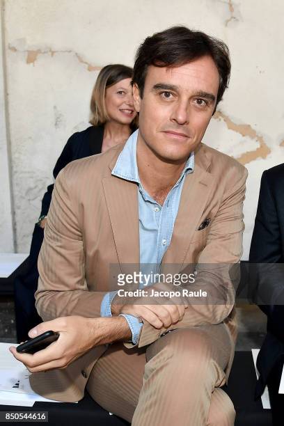 Emanuele Farneti attends the Max Mara show during Milan Fashion Week Spring/Summer 2018 on September 21, 2017 in Milan, Italy.