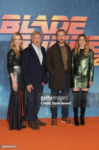 Sylvia Hoeks, Harrison Ford, Ryan Gosling and Ana de Armas attend the "Blade Runner 2049" photocall at The Corinthia Hotel on September 21, 2017 in...