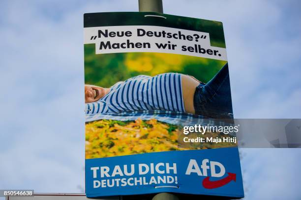 Poster from the far-right Alternative for Germany on September 21, 2017 in Berlin, Germany that reads "New Germanys? We make them ourselves."....