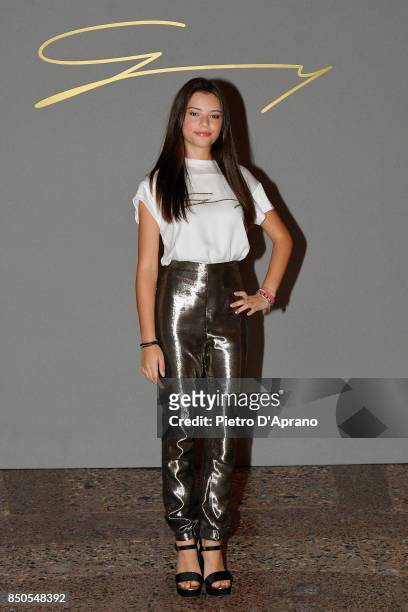Eleonora Gaggero attends the Genny show during Milan Fashion Week Spring/Summer 2018 on September 21, 2017 in Milan, Italy.