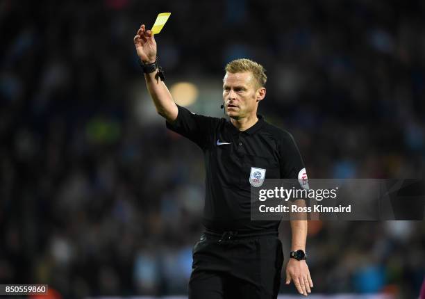 Referee Mike Jones in action during the Carabao Cup third round match between West Bromwich Albion and Manchester City at The Hawthorns on September...