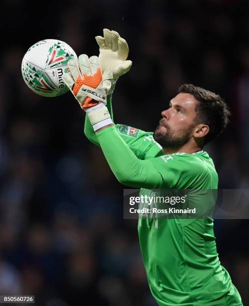 Ben Foster of West Bromwich Albion in action during the Carabao Cup third round match between West Bromwich Albion and Manchester City at The...