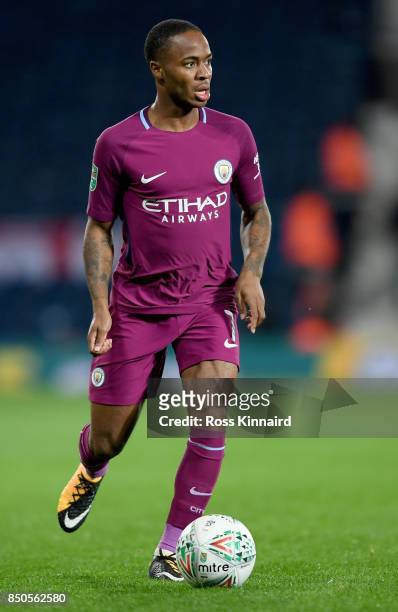 Raheem Sterling of Manchester City in action during the Carabao Cup third round match between West Bromwich Albion and Manchester City at The...