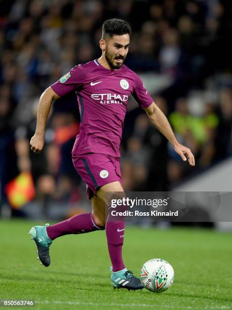 Ilkay Gundogan of Manchester City in action during the Carabao Cup third round match between West Bromwich Albion and Manchester City at The...