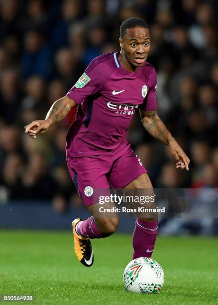 Raheem Sterling of Manchester City in action during the Carabao Cup third round match between West Bromwich Albion and Manchester City at The...