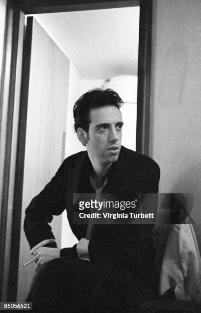 Photo of Mick JONES and CLASH; Mick Jones, posed, at Notre Dame Hall