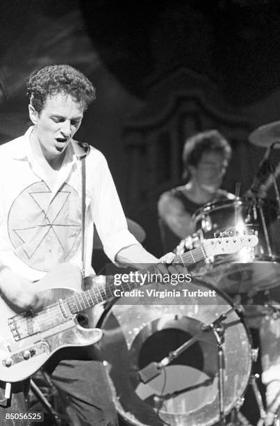 Photo of Topper HEADON and CLASH and Joe STRUMMER, Joe Strummer and Topper Headon performing live onstage at Rock against Racism show