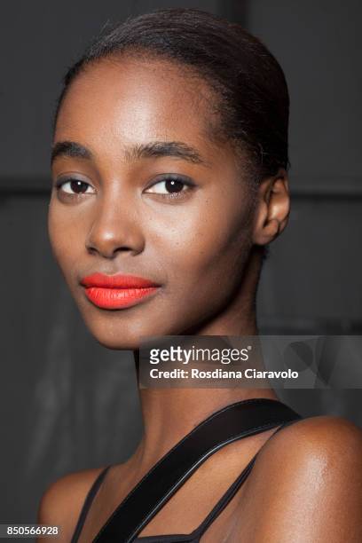 Tami Williams is seen ahead backstage of the Max Mara show during Milan Fashion Week Spring/Summer 2018 on September 21, 2017 in Milan, Italy.
