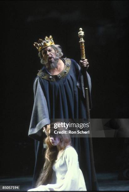 Photo of John MACURDY and Maria EWING and PELLEAS ET MELISANDE, Maria Ewing as Melisande, John Macurdy as Arkel