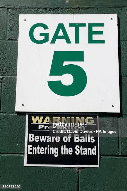 General view of signage at Huish Park