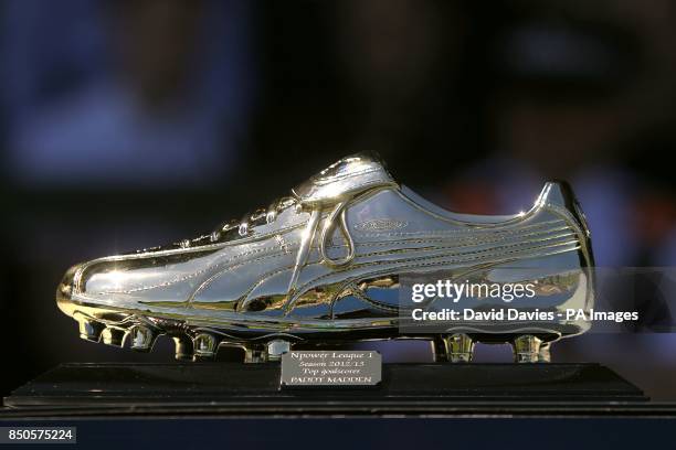 Golden Boot award is seen pitch-side before the game