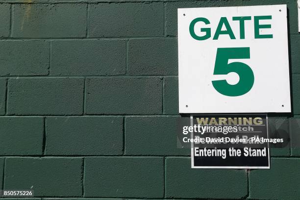 General view of signage at Huish Park