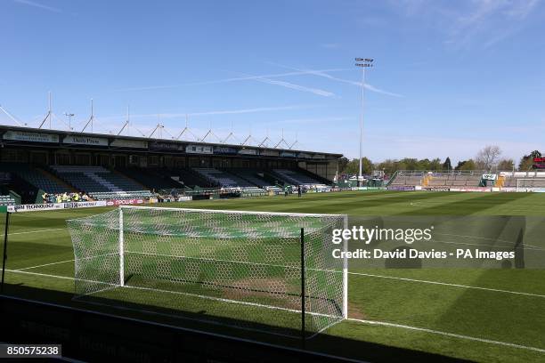 General view of an empty Huish Park, prior to kick off