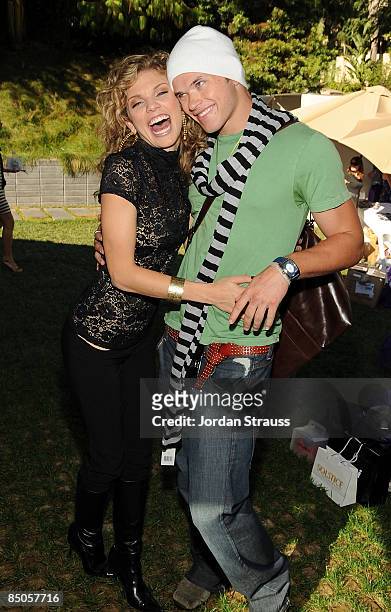 Actors AnnaLynne McCord and Kellan Lutz attend the Kari Feinstein Emmy Style Lounge at a private residence on September 18, 2008 in Los Angeles,...