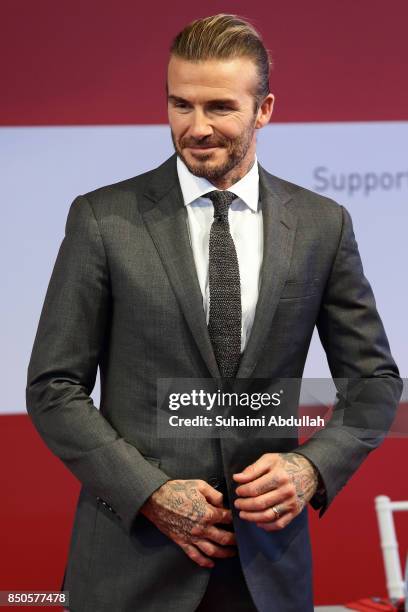 David Beckham attends the AIA Vitality Healthy Cookout Showdown on September 21, 2017 in Singapore. David Beckham is in Singapore as part of the AIA...