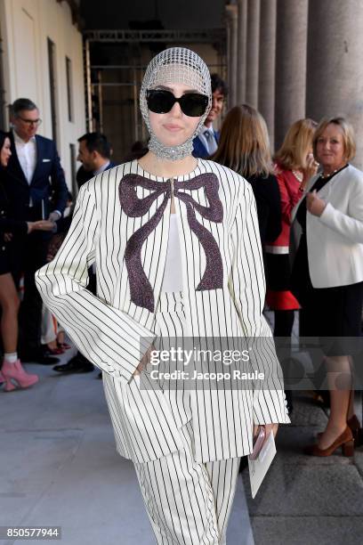 Samantha De Revizii attends the Max Mara show during Milan Fashion Week Spring/Summer 2018 on September 21, 2017 in Milan, Italy.