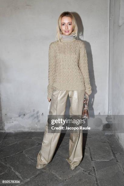 Nataly Osmann attends the Max Mara show during Milan Fashion Week Spring/Summer 2018 on September 21, 2017 in Milan, Italy.
