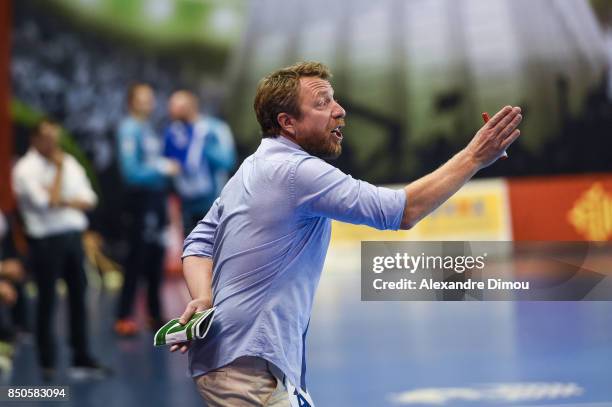 Franck Maurice Coach of Nimes during Lidl StarLigue match between Nimes and Montpellier on September 20, 2017 in Nimes, France.