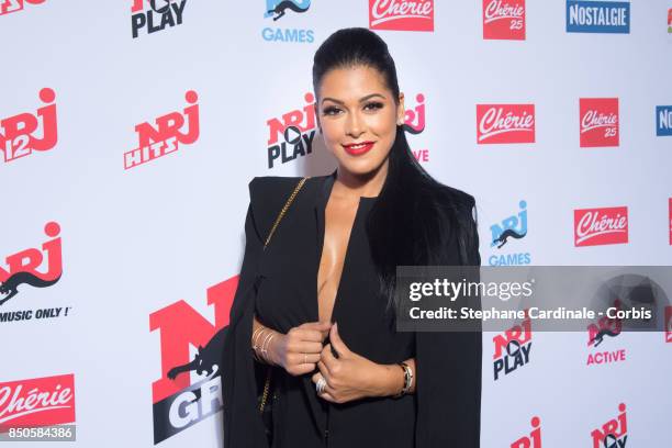 Host Ayem Nour attends the NRJ's Press Conference to Announce Their Schedule for 2017/2018 on September 21, 2017 in Paris, France.