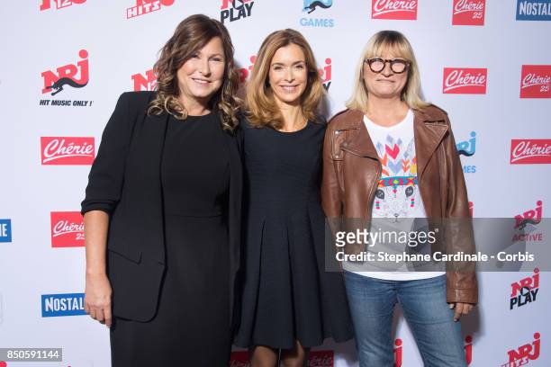 Hosts of Cherie 25: Evelyne Thomas, Veronique Mounier and Christine Bravo attend the NRJ's Press Conference to Announce Their Schedule for 2017/2018...