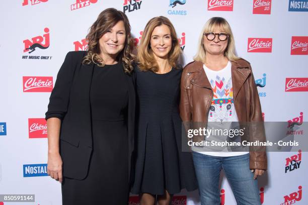 Hosts of Cherie 25: Evelyne Thomas, Veronique Mounier and Christine Bravo attend the NRJ's Press Conference to Announce Their Schedule for 2017/2018...