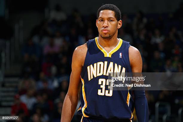 Danny Granger of the Indiana Pacers takes a break from the action during the game against the Washington Wizards on February 8, 2009 at the Verizon...