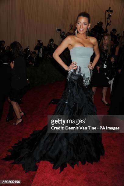 Blake Lively attends the 'Punk': Chaos to Couture' Costume Institute Benefit Met Gala at the Metropolitan Museum in New York.