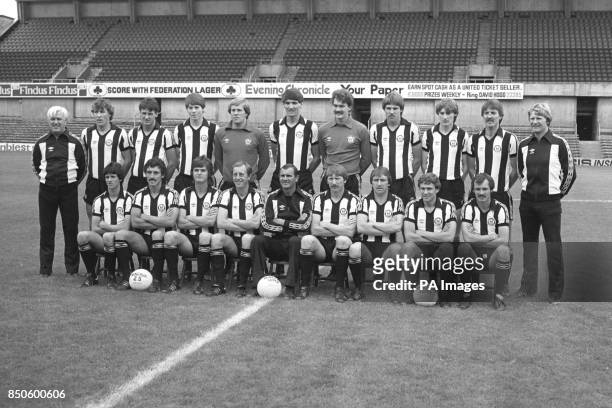 The Second Division Newcastle United squad line up at their St James's Park ground. Tommy Cavanagh, Steve Carney, Bruce Halliday, Chris Waddle, Steve...