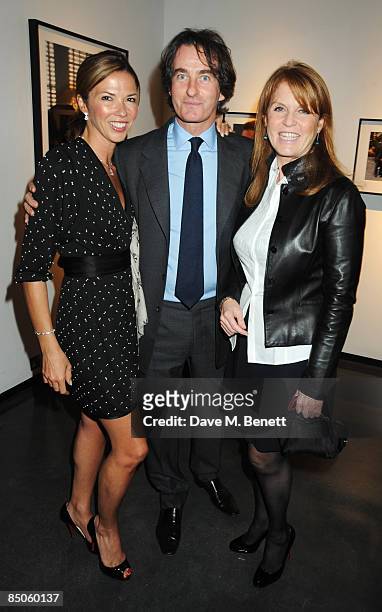 Heather Kerzner, Tim Jeffries and Sarah Ferguson attend the private view of 'The Godfather' photographs by Steve Schapiro, at the Hamiltons Gallery...